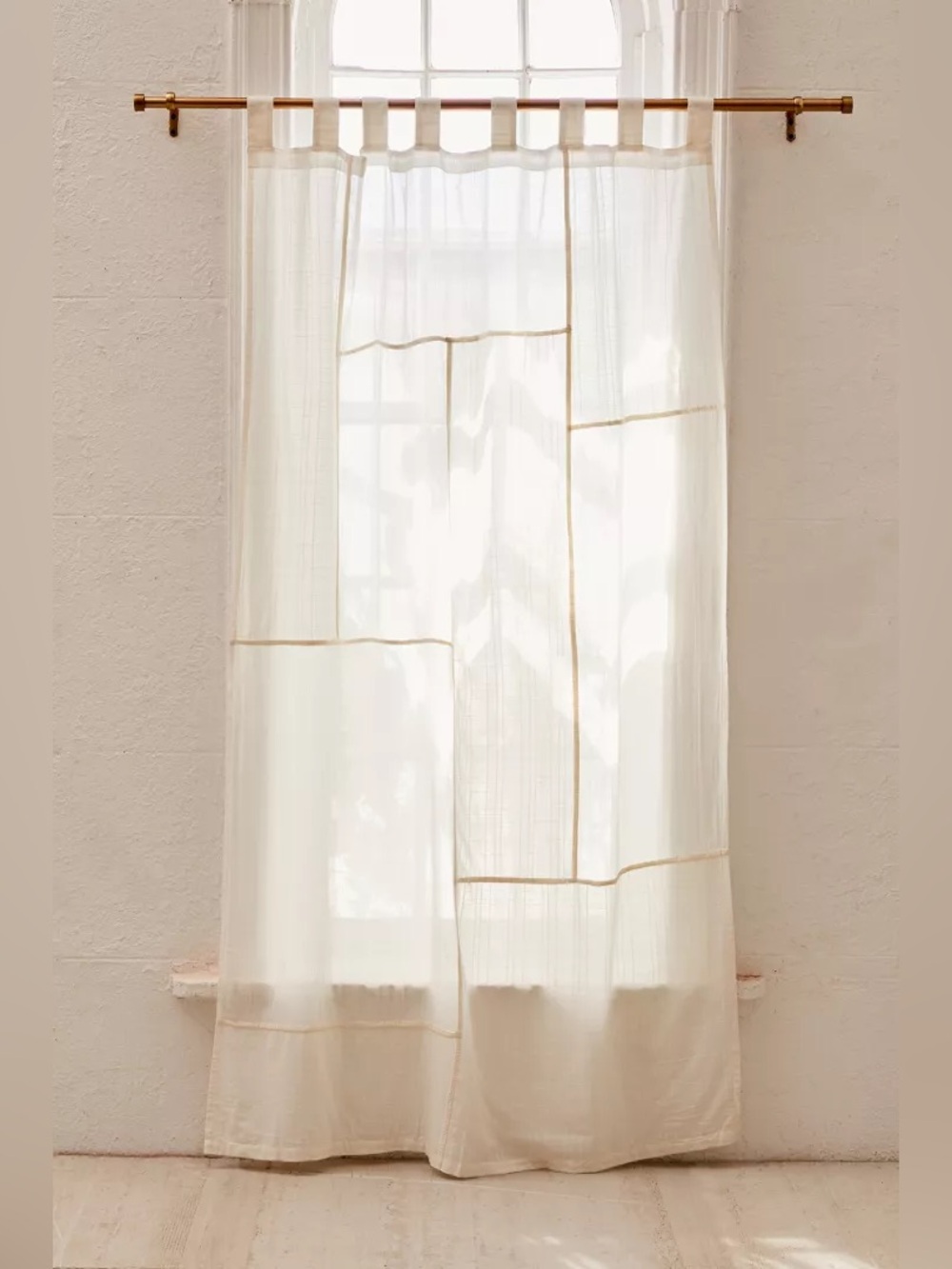 New Urban Outfitters Ivory Chloe Patchwork Gauze Curtain Panel Drape 52x84